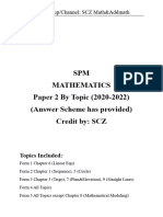 SPM Math Paper 2 by Topic (2020-2022)