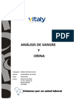 Análisis de Sangre Y Orina: Velamos Por Su Salud Laboral