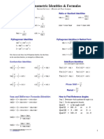 Trigonometric Identities and Formulas