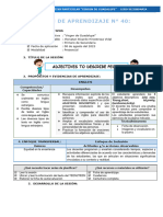 Sesion de Aprendizaje Agosto 1ero Secundaria