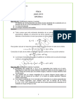 Solución EBAU CyL Física 2019 Julio Opción A