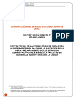 Contratación Del Servicio de Consultoría de Obra: Contratacion Directa #015-2023-UNALM