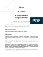 1ero Secundaria Jueves 11 Febrero 2021 MATERNA