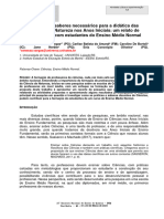 Vivências e Saberes Necessários para A Didática Das Ciências Da Natureza Nos Anos Iniciais Um Relato de Experiências Com Estudantes Do Ensino Médio Normal