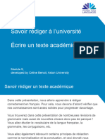 Savoir Rédiger À L'université Écrire Un Texte Académique: Module 5, Developed by Céline Benoit, Aston University