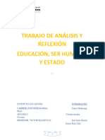 Informe Análisis y Reflexión Educación, Ser Humano y Estado