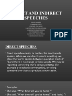 Direct and Indirect Speeches English