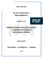 4) Fuentes de Programas de Auditoria - 1 Registro Obligatorio. Reglamentos Interno