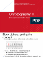 Cryptography II: Block Ciphers and Modes of Operations