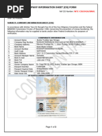 Company Information Sheet (Cis) Form: Dear Sir/Madam