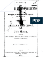 Realidad Del Equilibrio Hispano-Americano y Necesidad de La Neutralización Perpetua de Bolivia. Primera Parte. Atacama y El Chaco. (1874)