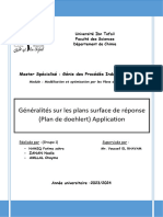 Généralités Sur Les Plans de Surfaces de Réponse (Plan de Doehlert)