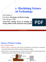 Unit I - Mechanics of Metal Cutting