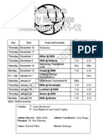 Dms Girls BB Schedule 2011-12