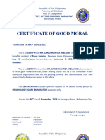 Certificate of Good Moral