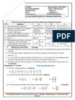 Evaluation MATHS N°1 Semestre1 Classe 4eme 2022 2023