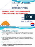 Presentation On Sales & Promotion of Pepsi: INTERNAL GUIDE: Prof. Sanmaya Rath COMPANY GUIDE: Mr. Sajid Hussain