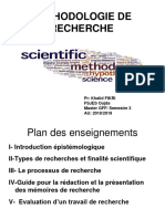 Methodologie de Recherche: PR: Khalid FIKRI FSJES Oujda Master GFF/ Semestre 3 AU: 2018/2019