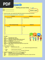 Greeting and Leave Taking Worksheet