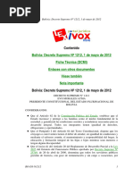 Contenido: Bolivia: Decreto Supremo #1212, 1 de Mayo de 2012 Ficha Técnica (DCMI) Enlaces Con Otros Documentos