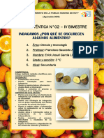 Tarea Auténtica N°02 4 Bim CT Oscurecimiento de Los Alimentos