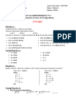 TD Algorithmique N 1 - Les Éléments de Base D'un Algorithme (Corrigé)