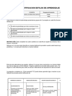 Identificacion Estilos de Aprendizaje: Número de Identificación Programa de Formación Nombres Completos Fecha: Edad