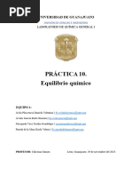 Reporte - Práctica 10 - Equilibrio Químico