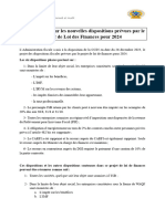 Commentaires Sur Les Nouvelles Dispositions Prévues Dans Le Projet de Loi Des Finances Pour 2024