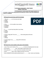 Grade 3 - Verb Tenses Revision Worksheet - 2023-24