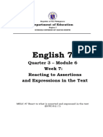 ENGLISH+7+Q3+Module+6 Week+7 React+to+What+is+Asserted+or+Expressed+in+a+Text FINAL