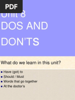 Unit 8. DOS AND DON - TS