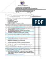 Homeroom Guidance Monitoring and Evaluation Tool (School Level)