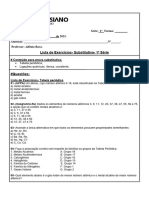 Lista de Exercícios - Substitutiva - 1º Série - 2023 - Química