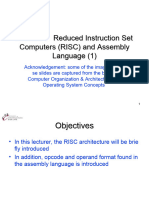 Lecture 4: Reduced Instruction Set Computers (RISC) and Assembly Language