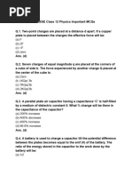 Cbse Class 12 Physics Important Mcqs