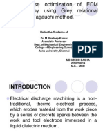 Multi Response Optimization of EDM Parameters by Using Grey Relational Analysis and Tagauchi Method