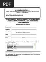 Questionnaire D'enquète de LUCIEN AQUA RANCH