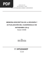 Memoria Descriptiva de La Revisión Y Actualización Del Cuadrángulo de ANTABAMBA (29-q)