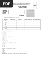 Examen Algebra 8-Tercer Periodo