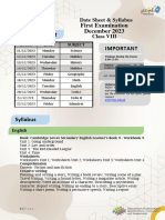 Grade 8 (First Term 2023 Syllabus and Date Sheet)