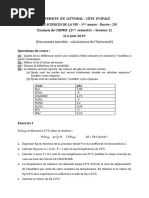 Exam L1SV S2 Chimie 2019