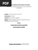 Année Universitaire: 2023/2024: TP°01: L'extraction Des Huiles Essentiales Par Clevenger Et Soxhlet