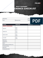 Fullbay Heavy Equipment Maintenance Checklist