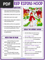 Little Red Riding Hood Esl Printable Reading Comprehension Questions Worksheet For Kids