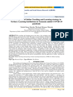 The Adoption of Online Teaching and Learning Strategy in Tertiary Learning Institutions in Tanzania Amidst COVID-19 Pandemic