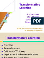 Transformative Learning: Su-Tuan Lulee Mary Mcnabb Gordon Preston Rebecca Walker