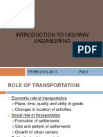 Introduction To Highway Engineering: TE/BE/2016-2017