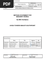 ATMS MDCBP Method Statement For Masonry Works CHB Laying Plastering TB Only