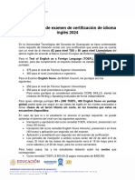 Comunicado Examen de Certificacion de Idiomas 2024